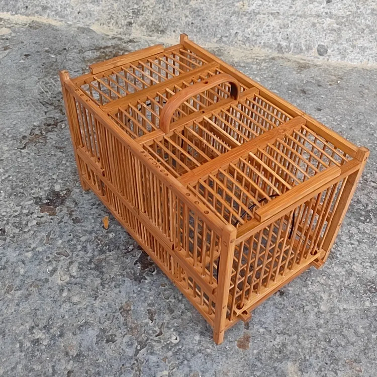 老楠竹制作黄豆鸟绣眼鸟贝子鸟养笼机关踏笼（两机关踏笼）