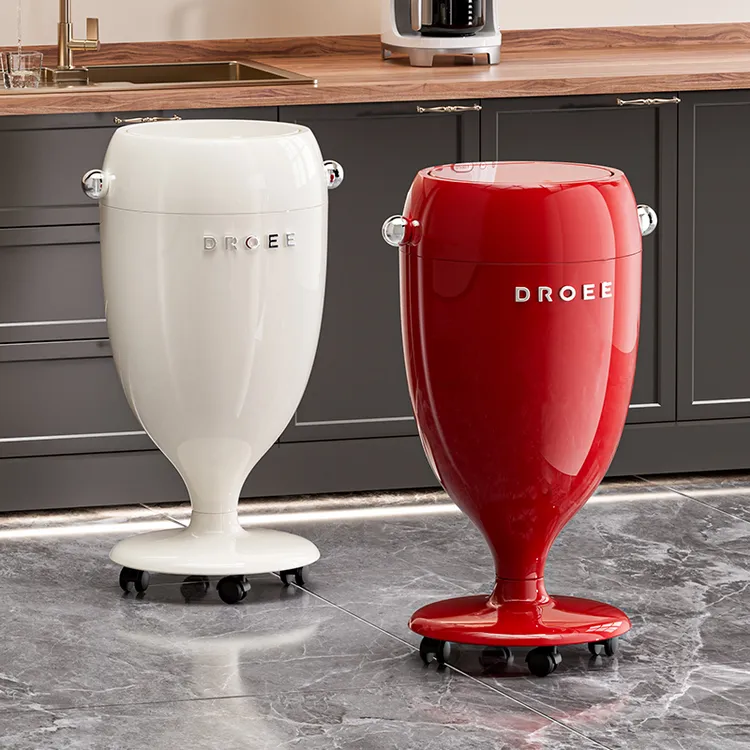 星优创意高脚杯垃圾桶轻奢风免弯腰垃圾桶家用单间出租屋改造用品