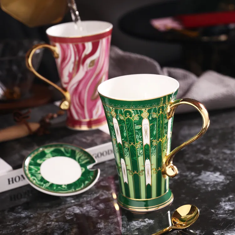 缇法尼轻奢小蛮腰水杯精致马克杯喝水喝茶