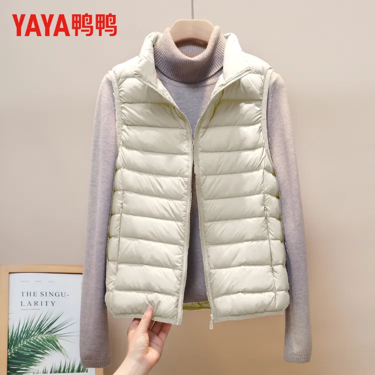 鸭鸭品牌轻薄羽绒服马甲女短款外穿背心2025排骨马夹保暖内搭内胆