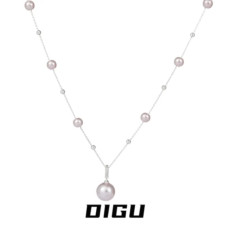 嘀咕家 铜合金仿珍珠项链 轻奢珍珠链条项链女法式颈链百搭锁骨链