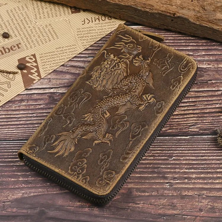 休闲头层牛皮男士钱包大容量手拿包多功能手包真皮疯马牛皮钱包