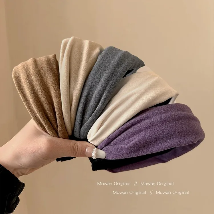 秋冬布艺宽边褶皱发箍女高级感洋气时尚高颅顶压发头箍发卡子头饰