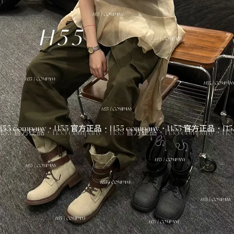 H55-沙漏角落-西部工装靴（牛仔版本）4cm21-2659-RD