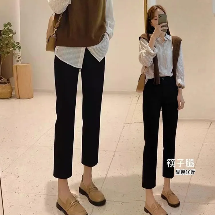 王炸裤型~筷子腿休闲烟管裤女2026春季新款显瘦九分直筒西装裤商品图