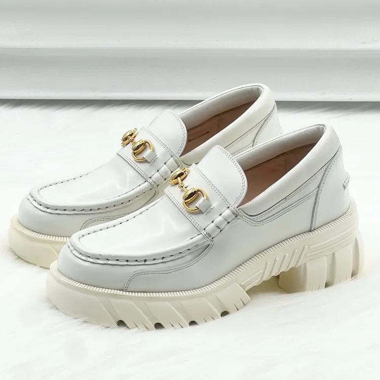 95新 GUCCI/古驰 马衔扣厚底乐福鞋 38.5码 公价7K j1122