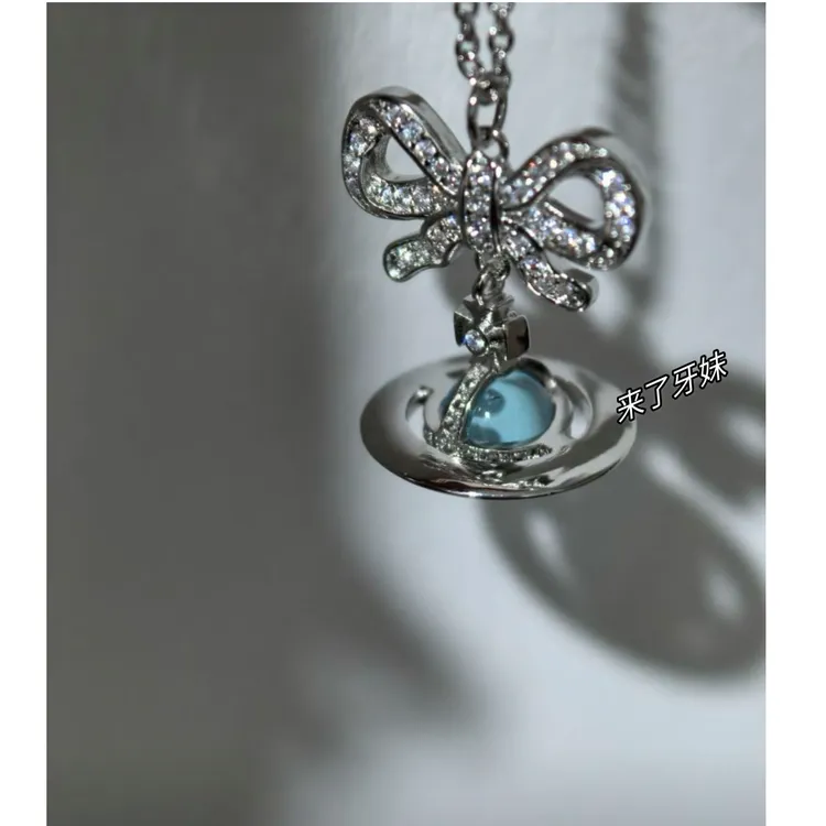 合金项链 蝴蝶结mini土星项链XL134时尚小众ins轻奢简约气质