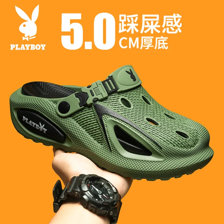 PLAYBOY/花花公子洞洞鞋凉鞋男款2026新款爆款夏季外穿休闲拖鞋男