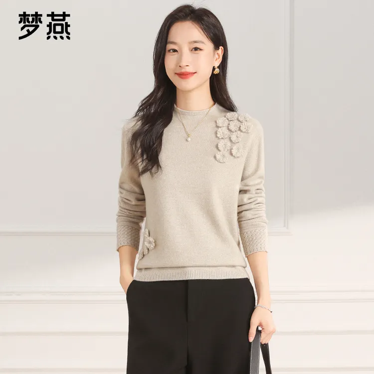 梦燕秋冬女款时尚百搭气质大方宽松休闲舒适简约羊毛衫CC11B5005