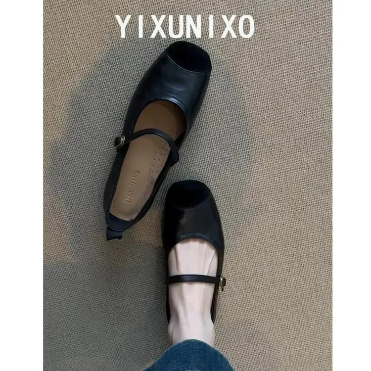 超软小羊皮~复古法式单鞋女平底芭蕾鞋浅口软底晚晚鞋子玛丽珍鞋