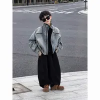 现货THE LUHAN【痞帅男友】秋冬港风潮酷亲子装中大童牛仔外套25675