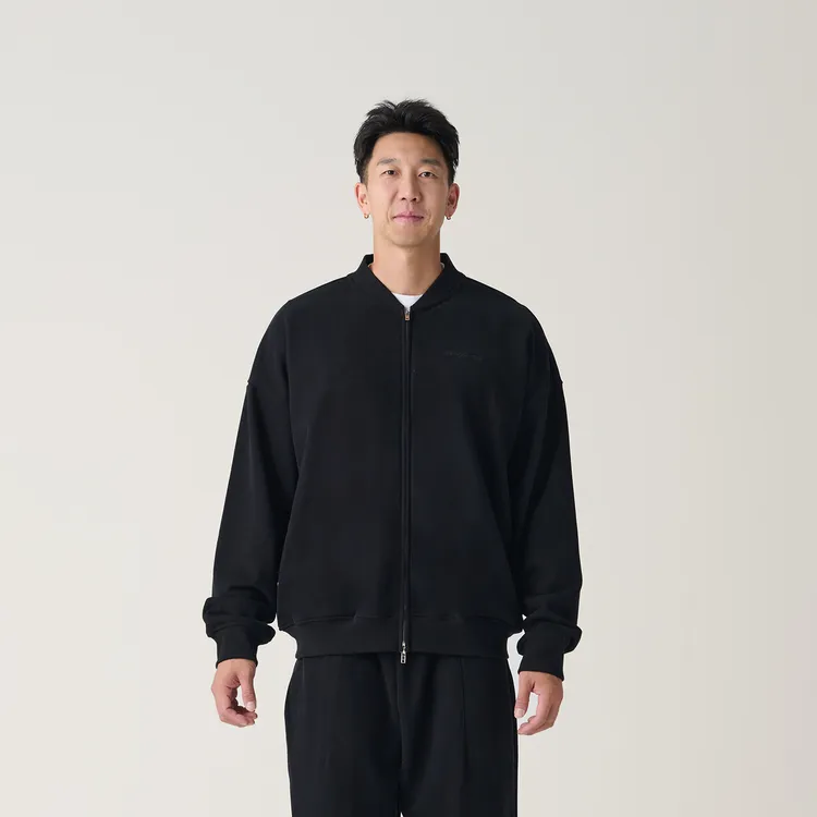 【拉链卫衣外套】SN曹岩同款无领开衫高克重老钱风恒温暖皮cleanfit