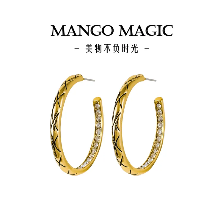 铜合金耳饰 insC圈简约耳饰小众hoop时尚耳环 9641