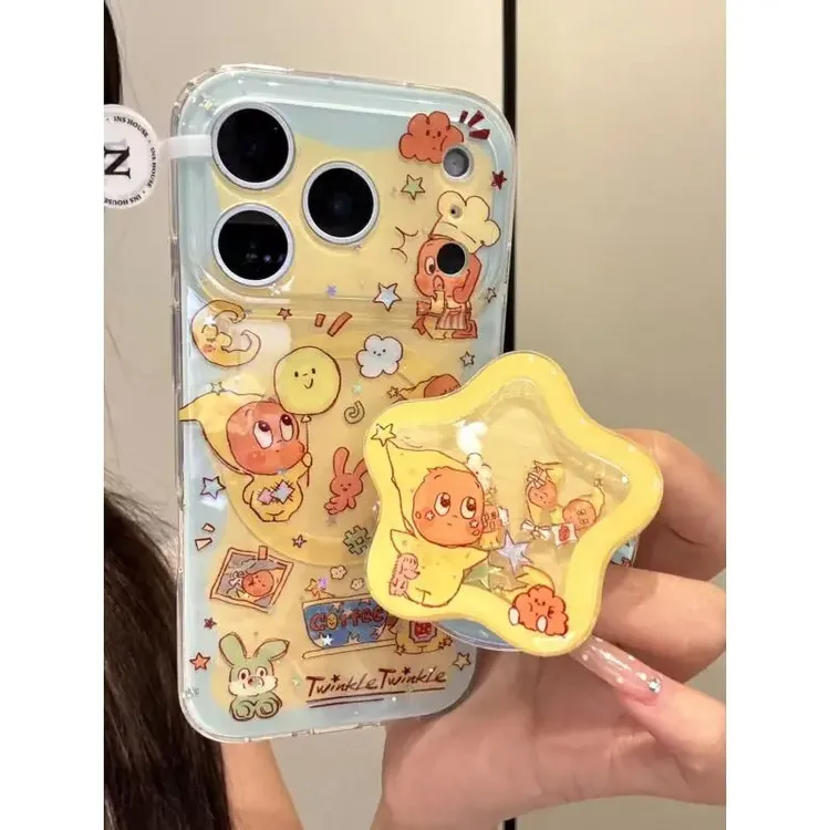 趣味可爱黄底气球星星男孩摇摇乐磁吸适用iphone17promax苹果15pr