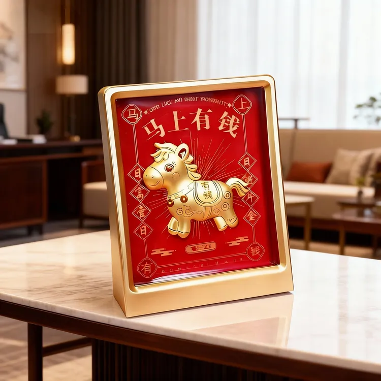 马上有钱摆件轻奢客厅电视柜办公室家居含金装饰玄关桌摆乔迁送礼