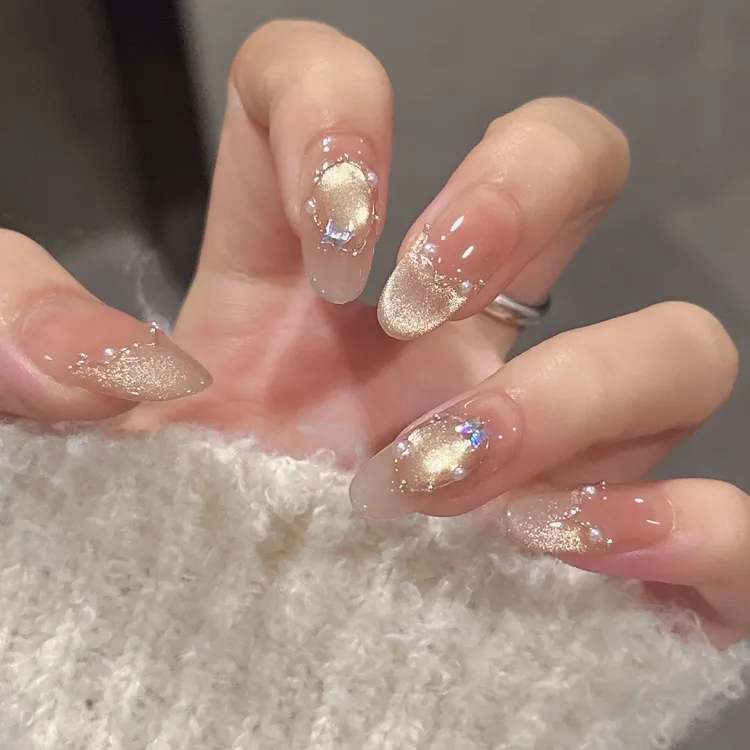 【纸醉金迷】纯手工穿戴甲美甲穿戴式光疗甲冰透渐变流行纯欲