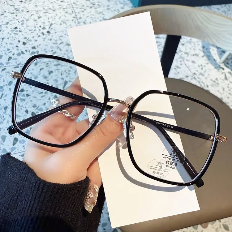 素颜眼镜防蓝光大框眼镜女近视可配有度数高级感大脸显瘦眼镜框架
