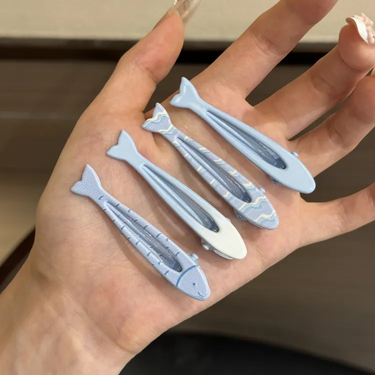 爆款可爱三福发夹小清新无痕发夹夏日耐用百搭奶蓝甜美小众鱼发卡