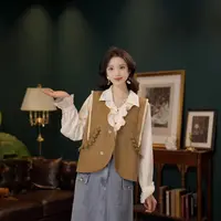 琦琦【榛果咖啡】港风复古纯色无袖马甲显瘦YE0708275
