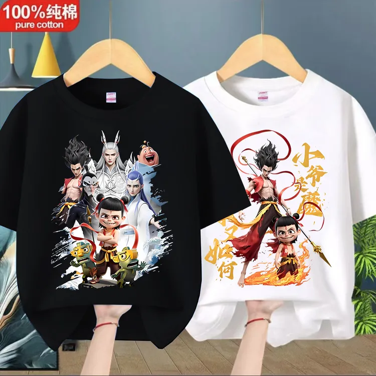 哪吒儿童衣服纯棉短袖T恤夏装2025年新款帅气男孩上衣爆款体恤潮