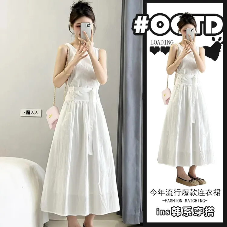 2025夏季新款温柔风显气质连衣裙女小个子法式独特收腰显瘦A字裙