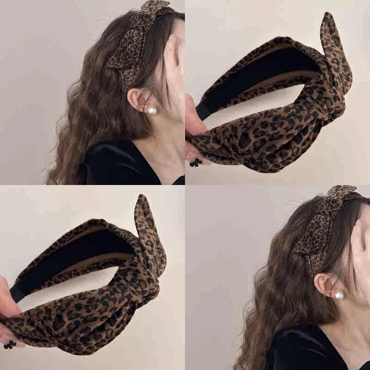 热辣女孩！豹纹发箍女秋冬！简约宽边交叉头箍发卡百搭森系压发头