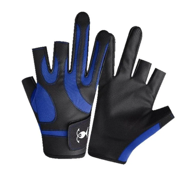 露三指钓鱼手套弹力夜光鱼防晒骑行户外运动手套防滑耐磨抓鱼冬季