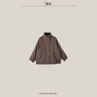dedicate/设计简约高品质蚕丝撞色工装立领棉服/复古休闲百搭
