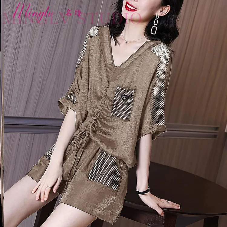 品牌2025夏季新款休闲风时尚套装修身百搭中长款显气质套装