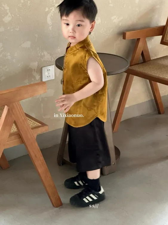 男童中国风薄款夏季马甲➕凉快短裤汉服套装现货