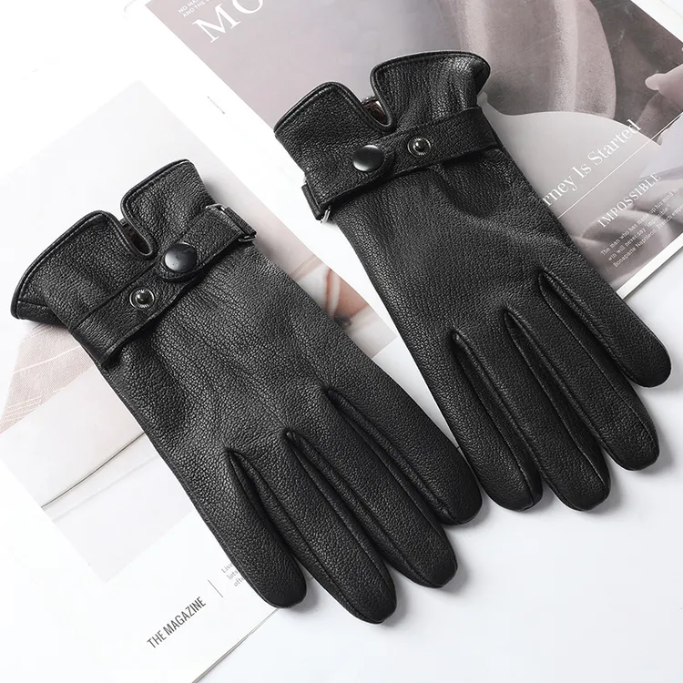 男士汉口鹿山羊皮手套结实防风骑行保暖开车摩托车时尚薄款