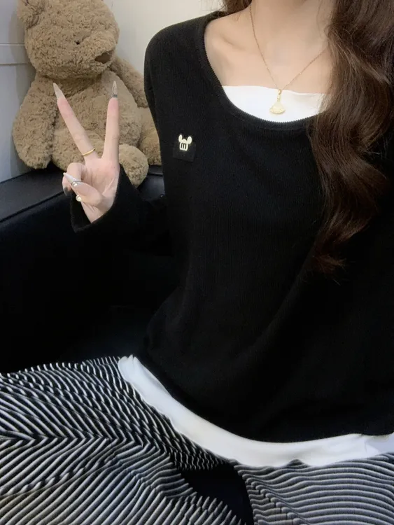 2025新款秋冬简约糯米绒家居服超舒服睡衣女长袖假两件家居服套装