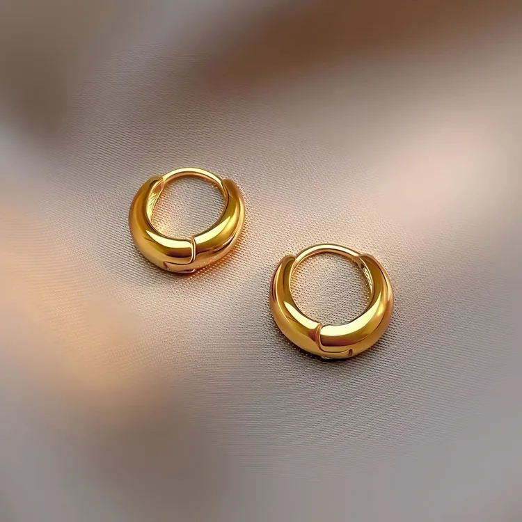 钛钢耳饰 白百何同款蛋形椭圆水滴素圈小耳扣养耳洞闺蜜简约耳环