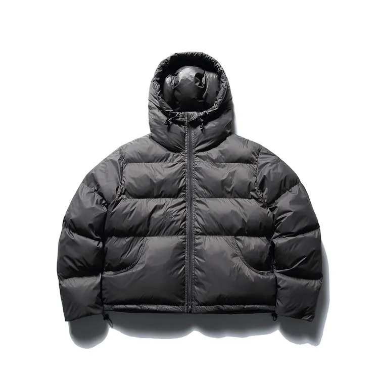 赫宇专属日系复古纯色哑光连帽刺绣棉服短款面包服