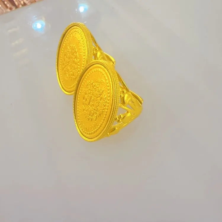 铜合金戒指 见外包装女男民族风活口指环镶嵌金戒古法男士