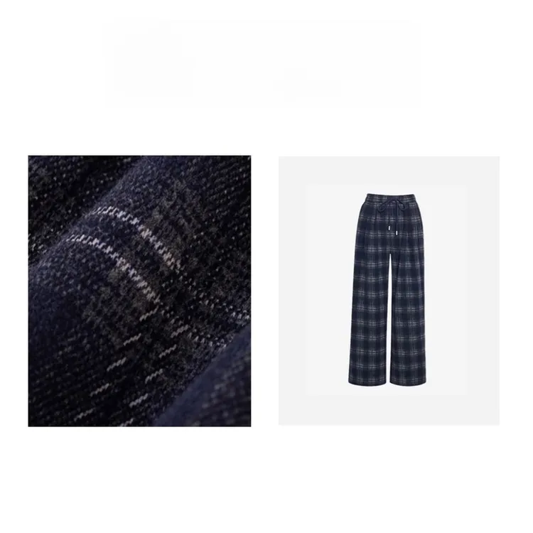 25年秋季新款窄版直筒重磅定织格纹对齐高腰老钱风加绒格子直筒裤