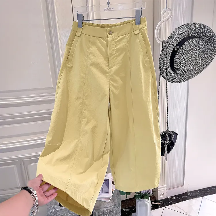 小众纯欲千金贵气慵懒风轻奢后片半松紧腰八分灯笼哈喽裤女2025夏