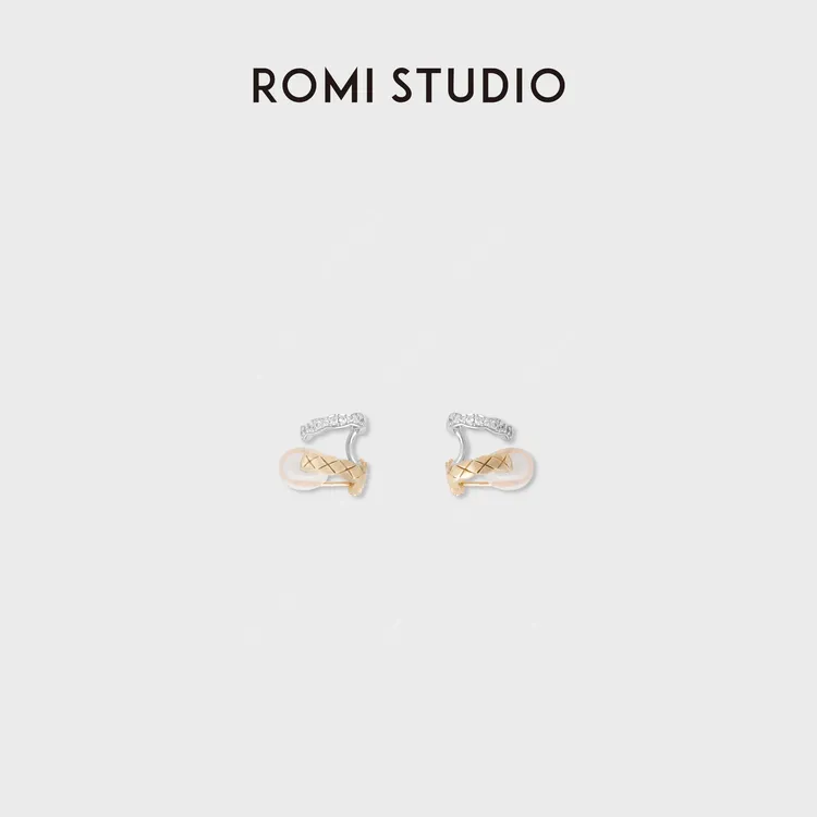 ROMI STUDIO耳夹双层电镀菱格锆石耳骨夹耳环 RWDRP03602