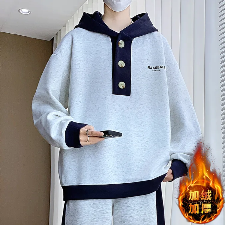 2025秋季新款青少年韩系高档连帽休闲套装港风潮牌男生百搭两件套