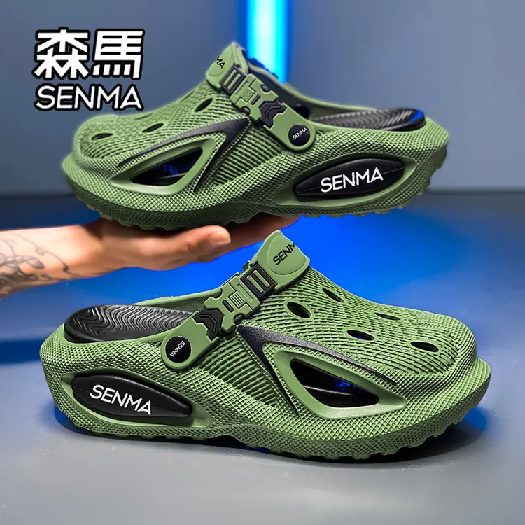 森马洞洞鞋男款夏季防滑防臭包头凉鞋厚底增高户外穿涉水沙滩拖鞋商品图