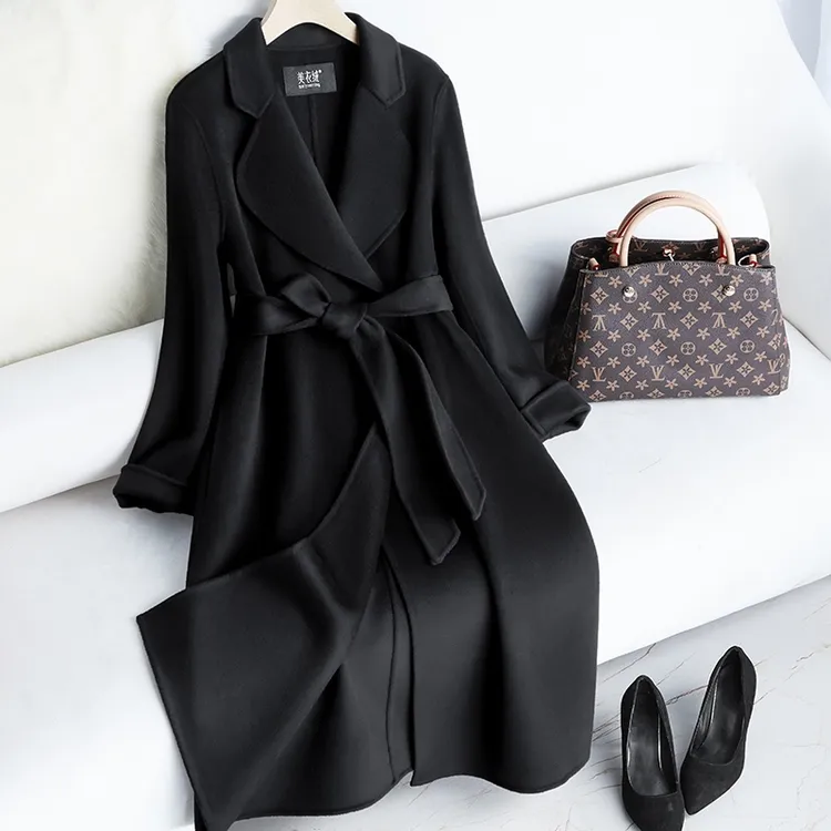 高档妈妈装双面羊绒大衣女款中长款2025秋冬新款赫本风羊毛呢外套