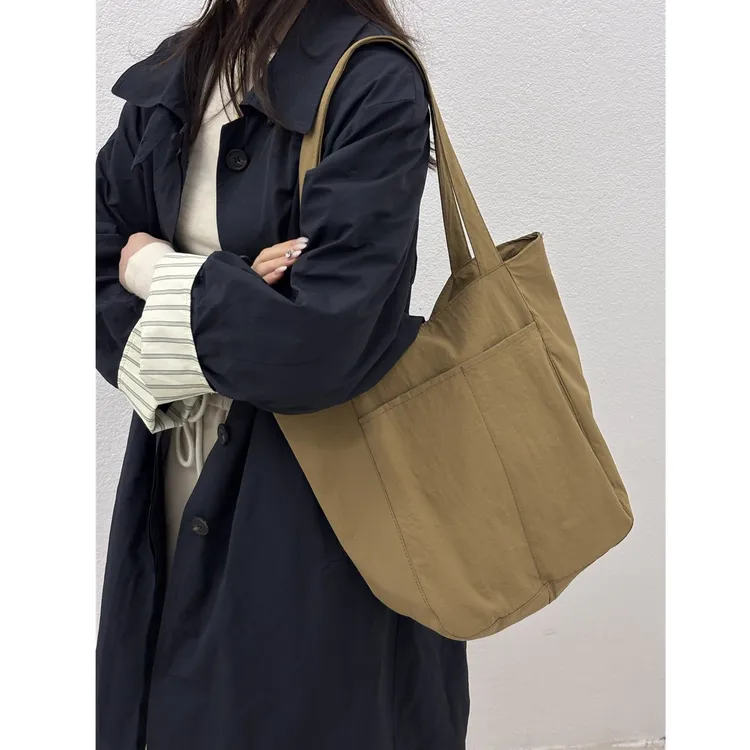 帆布包日系防水尼龙单肩包女文艺简约上班通勤大容量手提袋托特包