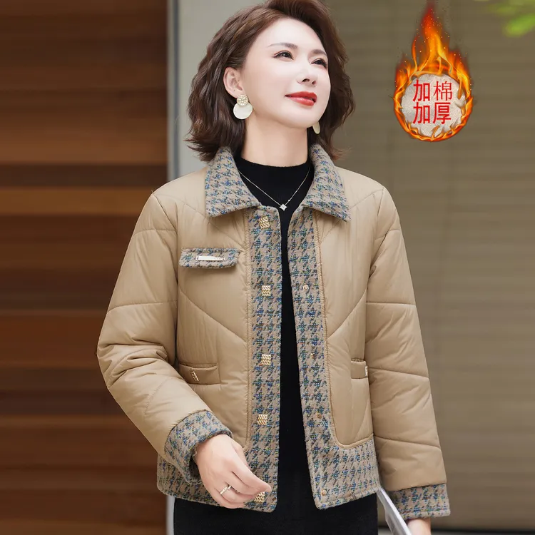 2025新款加棉加厚妈妈冬装棉衣外套时尚中老年人女装保暖棉袄上衣