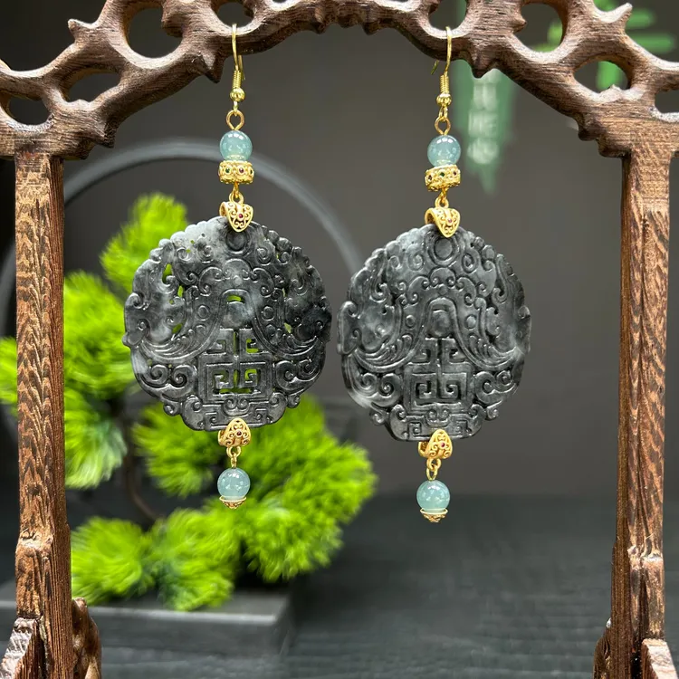 093-天然翡翠A货耳饰