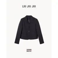 LIUJIUJIU 欧式黑色翻领西装外套秋季休闲气质减龄设计感WT4756L