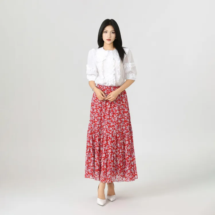 GIRDEAR/哥弟新款法式碎花半身裙时尚显瘦小众设计A字裙1200355