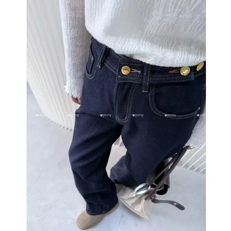 PCNY不理理“丹宁悠韵”奢牌感复古单宁弹力显瘦百搭休闲直筒牛仔裤