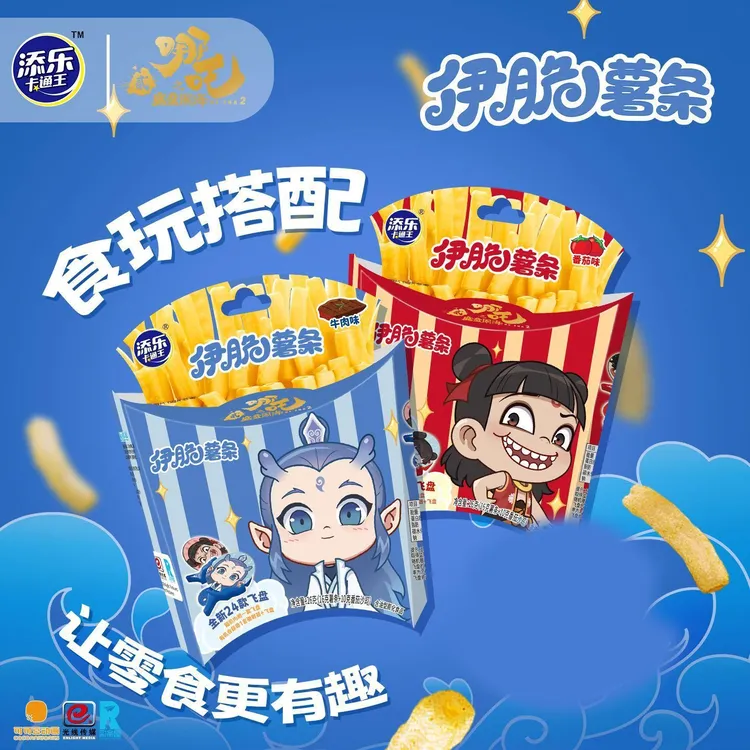 【27年1.20到期】伊脆薯条添乐卡通王哪吒敖丙联名26g盒装休闲儿童