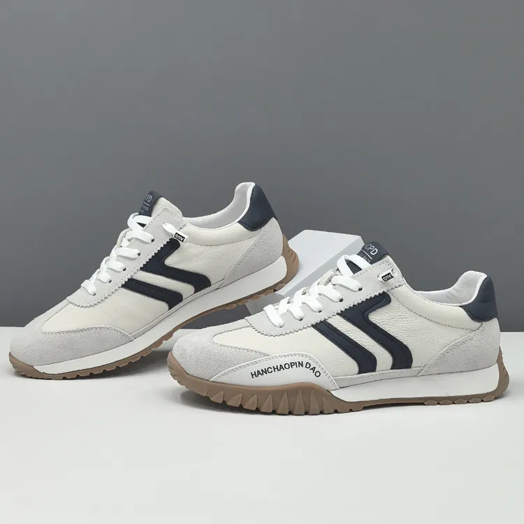 欧洲站男鞋2026新款阿甘小白鞋一脚蹬鞋子男款真皮板鞋百搭休闲鞋