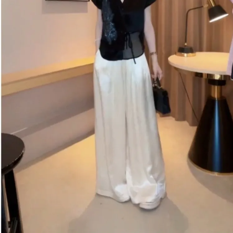 【瘦腰裙裤】新款夏季薄款气质直筒垂感时尚休闲宽松裙裤LK2504767